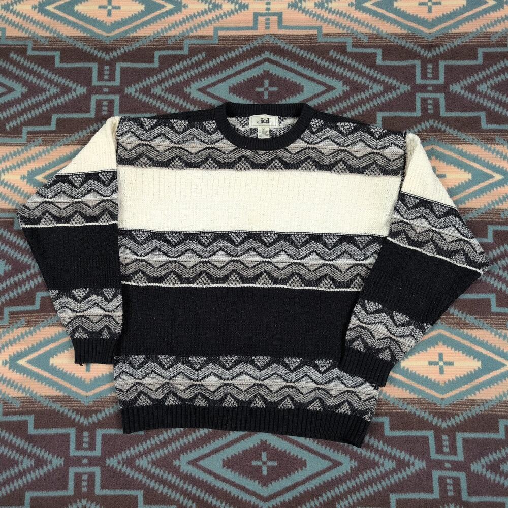 Vintage Jed Sweater Men's Medium Wavy Abstract Pullover Oversized Textured 90s